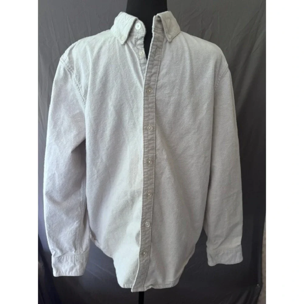 Daniel Hechter Paris Mens L Long Sleeve Button Down Gray Cotton Blend Flannel